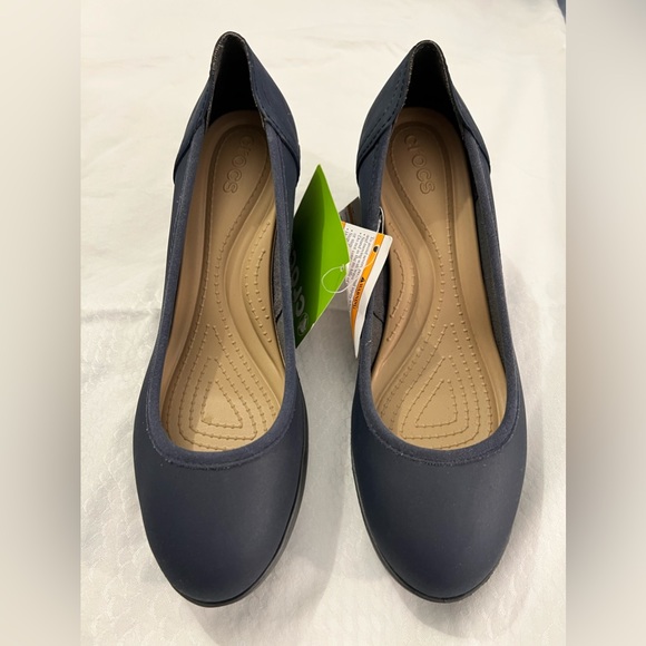 CROCS Shoes - CROCS, Navy, Marin colorlite ballet wedge, Size 8